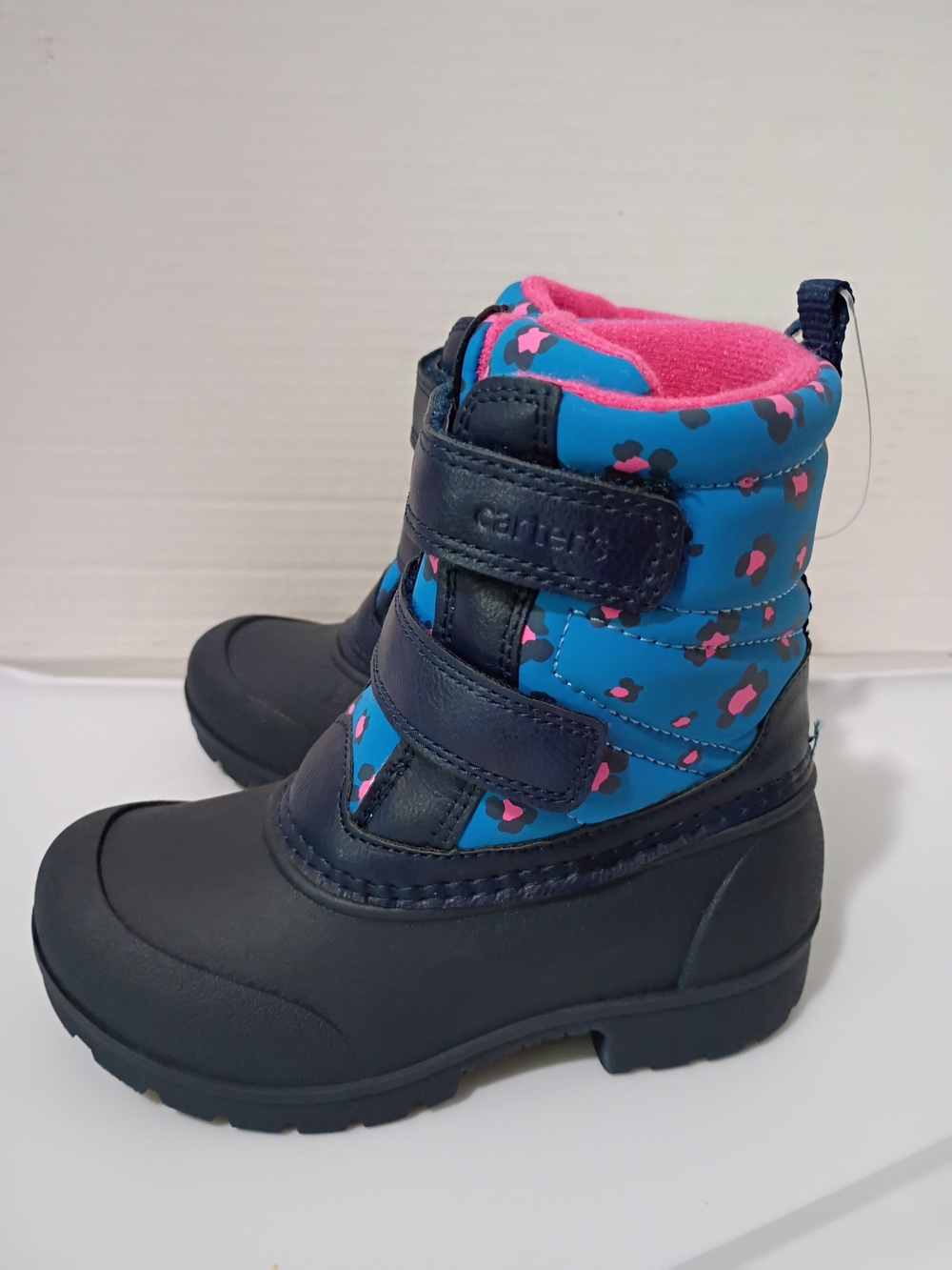 Carter's Navy Blue Floral Snow Boots with Pink Lining - Picture 4 of 8